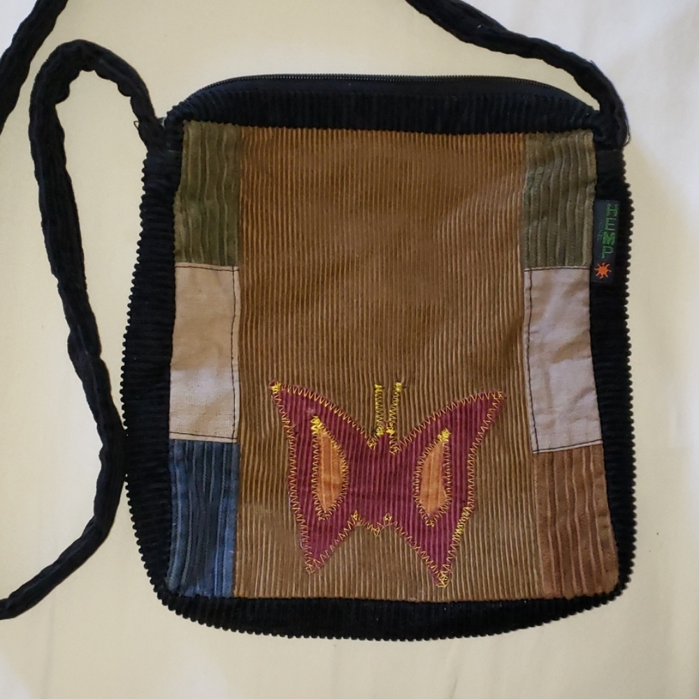 Butterfly Ixchel Hemp Corduroy Hippie Purse